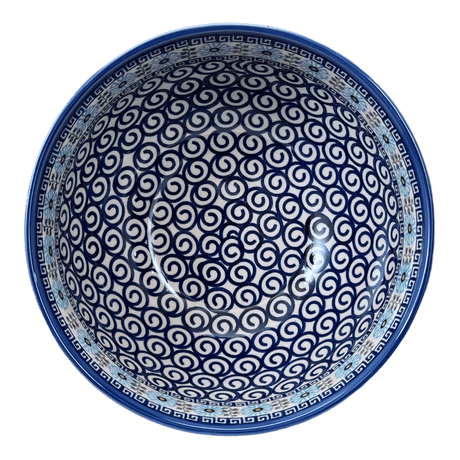 Bowl, Round, Deep, 9" in "Blue Daisy Spiral" by Andy | NDA194-38