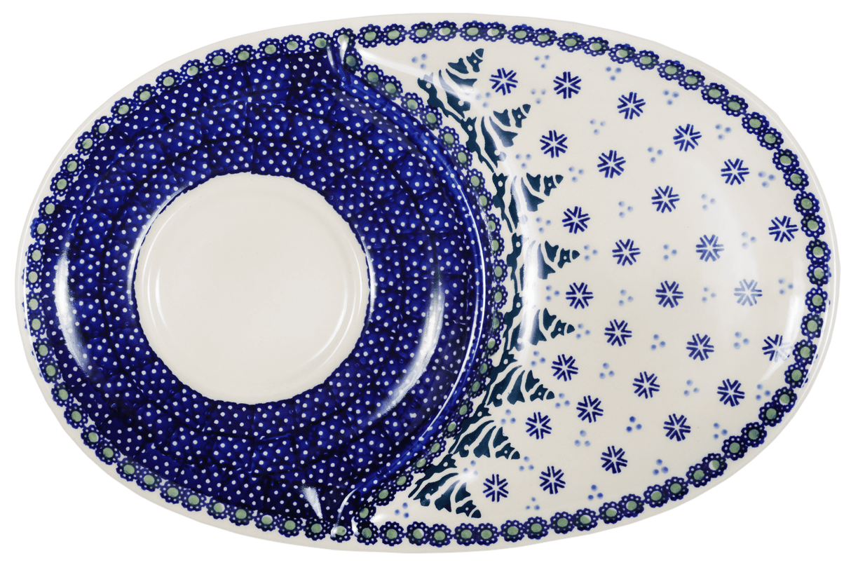 Plate, Oval, Soup & Sandwich, 11.75" x 7.25" in "Snowy Pines" by Manufaktura | P006T-U22