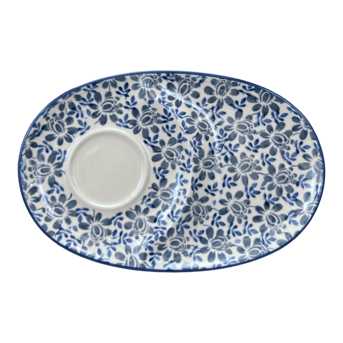 Plate, Oval, Soup & Sandwich, 11.75" x 7.25" in "English Blue" by Manufaktura | P006U-AS53