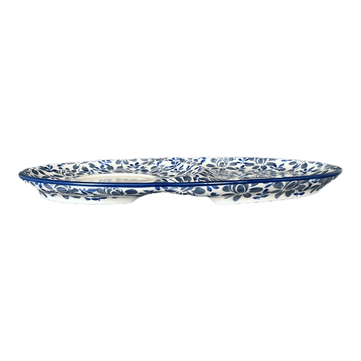 Plate, Oval, Soup & Sandwich, 11.75" x 7.25" in "English Blue" by Manufaktura | P006U-AS53