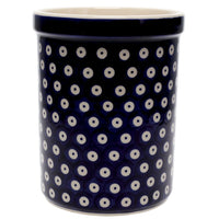 A picture of a Polish Pottery Utensil Holder (Dot to Dot) | P082T-70A as shown at PolishPotteryOutlet.com/products/utensil-holder-wine-chiller-dot-to-dot-p082t-70a
