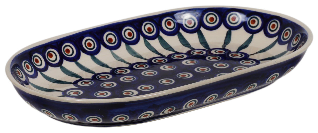Plate, Roaster, Oval, 7"x11" in "Peacock" by Manufaktura | P099T-54