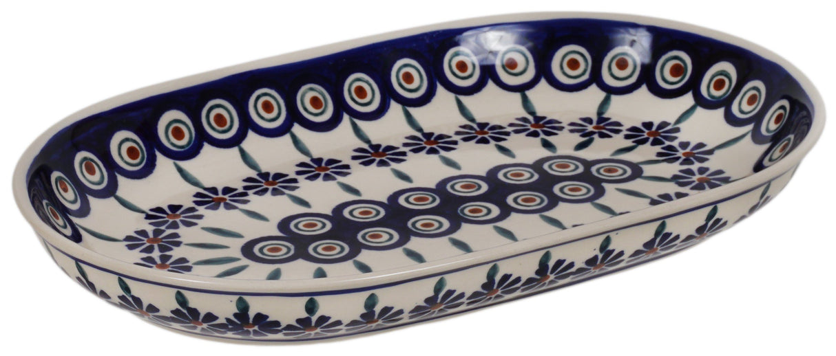 Plate, Roaster, Oval, 7"x11" in "Floral Peacock" by Manufaktura | P099T-54KK
