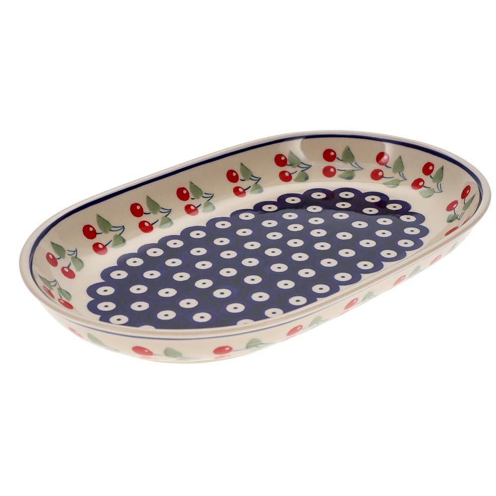 Plate, Roaster, Oval, 7"x11" in "Cherry Dot" by Manufaktura | P099T-70WI