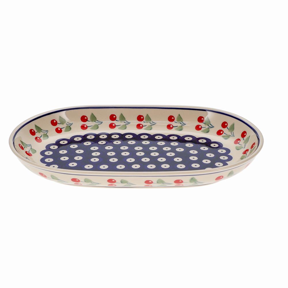 Plate, Roaster, Oval, 7"x11" in "Cherry Dot" by Manufaktura | P099T-70WI