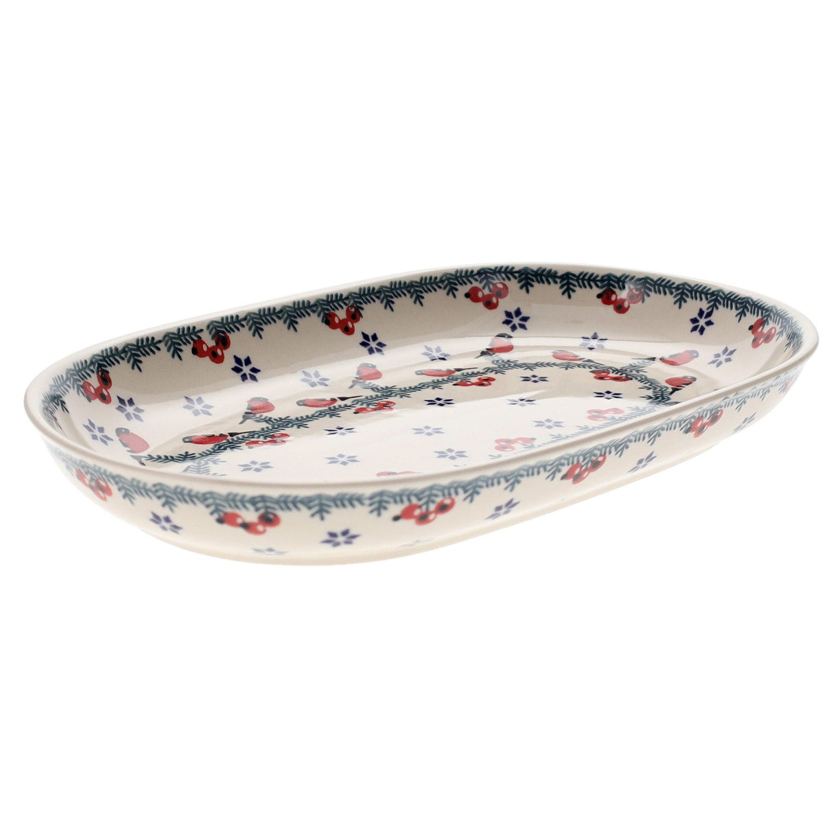 Plate, Roaster, Oval, 7"x11" in "Red Bird" by Manufaktura | P099T-GILE