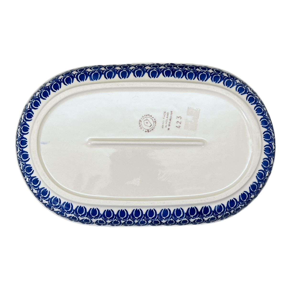 Plate, Roaster, Oval, 7"x11" in "Tulip Blues" by Manufaktura | P099T-GP16
