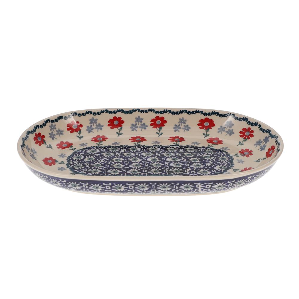 Plate, Roaster, Oval, 7"x11" in "Summer Blossoms" by Manufaktura | P099T-P232