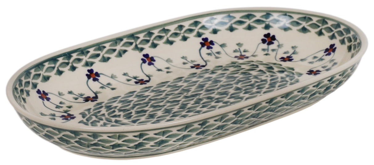 Plate, Roaster, Oval, 7"x11" in "Woven Pansies" by Manufaktura | P099T-RV