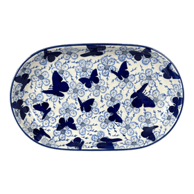 Polish Pottery 7"x11" Oval Roaster (Blue Butterfly) | P099U-AS58 Additional Image at PolishPotteryOutlet.com