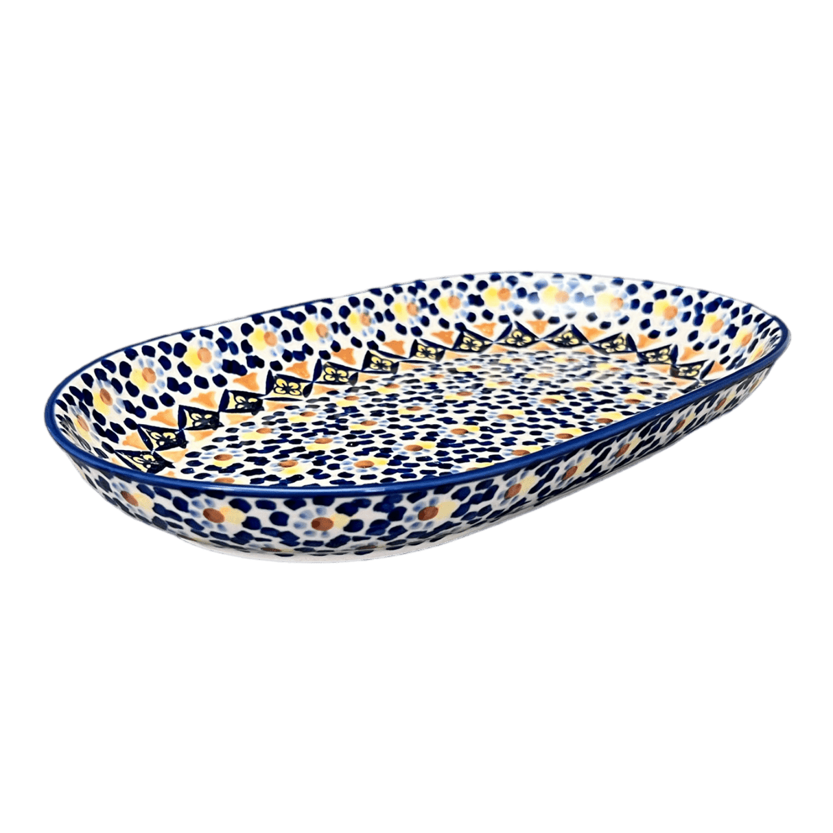 Plate, Roaster, Oval, 7"x11" in "Kaleidoscope" by Manufaktura | P099U-ASR