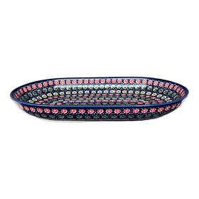 Polish Pottery 7"x11" Oval Roaster (Rings of Flowers) | P099U-DH17 Additional Image at PolishPotteryOutlet.com