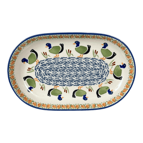 Polish Pottery 7"x11" Oval Roaster (Ducks in a Row) | P099U-P323 Additional Image at PolishPotteryOutlet.com