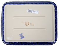 A picture of a Polish Pottery 8"x10" Rectangular Baker (Bunny Love) | P103T-P324 as shown at PolishPotteryOutlet.com/products/8x10-rectangular-baker-bunny-love