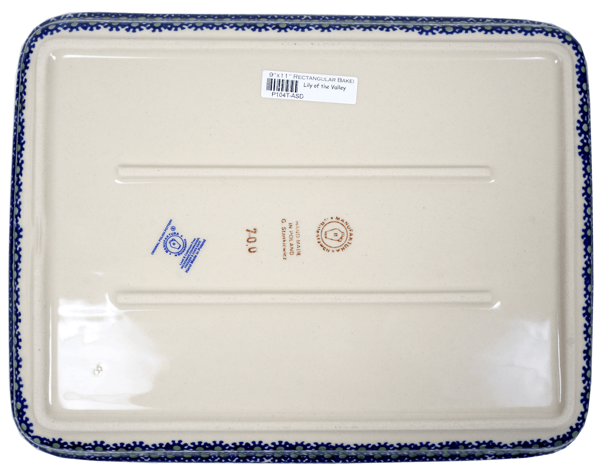 Baker, Rectangular, Shallow, 9" x 11" in "Lily of the Valley" by Manufaktura | P104T-ASD