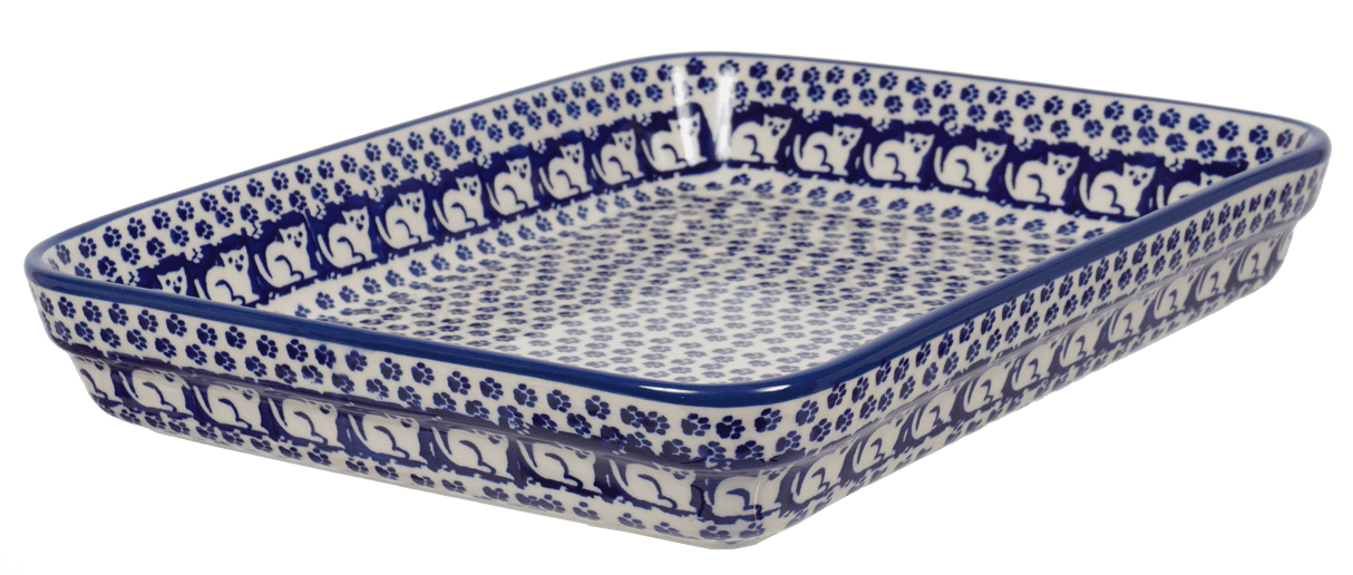 Baker, Rectangular, Shallow, 9" x 11" in "Kitty Cat Path" by Manufaktura | P104T-KOT6