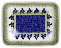 A picture of a Polish Pottery 9"x11" Rectangular Baker (Bunny Love) | P104T-P324 as shown at PolishPotteryOutlet.com/products/9x11-rectangular-baker-bunny-love