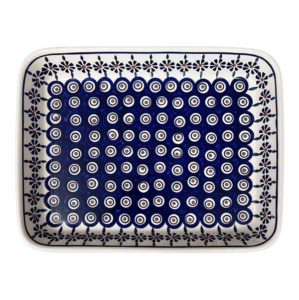Polish Pottery 10"x13" Rectangular Baker Floral Peacock The Polish Pottery Outlet