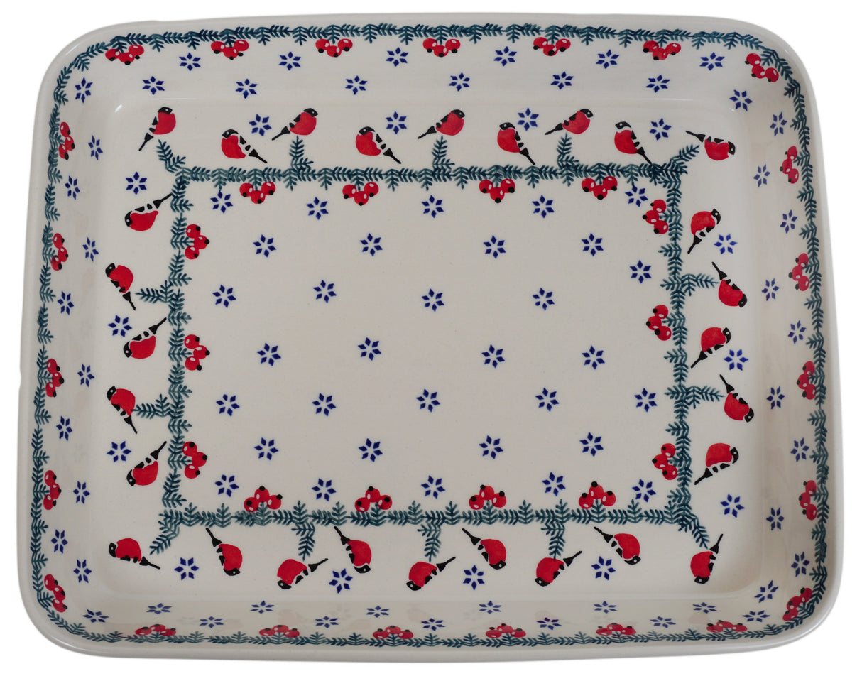 Baker, Rectangular, Shallow 10" x 13" in "Red Bird" by Manufaktura | P105T-GILE