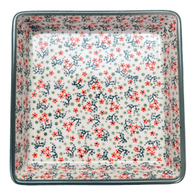 Polish Pottery 8" Square Baker (Peach Blossoms) | P151S-AS46 Additional Image at PolishPotteryOutlet.com