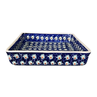 A picture of a Polish Pottery 8" Square Baker (Fish Eyes) | P151T-31 as shown at PolishPotteryOutlet.com/products/8-square-baker-fish-eyes-p151t-31
