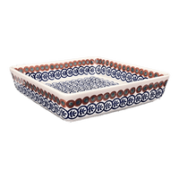 A picture of a Polish Pottery 8" Square Baker (Olive Garden) | P151T-48 as shown at PolishPotteryOutlet.com/products/8-square-baker-olive-garden-p151t-48