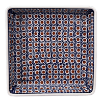 A picture of a Polish Pottery 8" Square Baker (Chocolate Drop) | P151T-55 as shown at PolishPotteryOutlet.com/products/8-square-baker-chocolate-drop-p151t-55