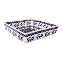 A picture of a Polish Pottery 8" Square Baker (Swedish Flower) | P151T-KLK as shown at PolishPotteryOutlet.com/products/8-square-baker-klk-p151t-klk