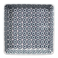A picture of a Polish Pottery 8" Square Baker (Green Retro) | P151U-604A as shown at PolishPotteryOutlet.com/products/8-square-baker-green-retro-p151u-604a