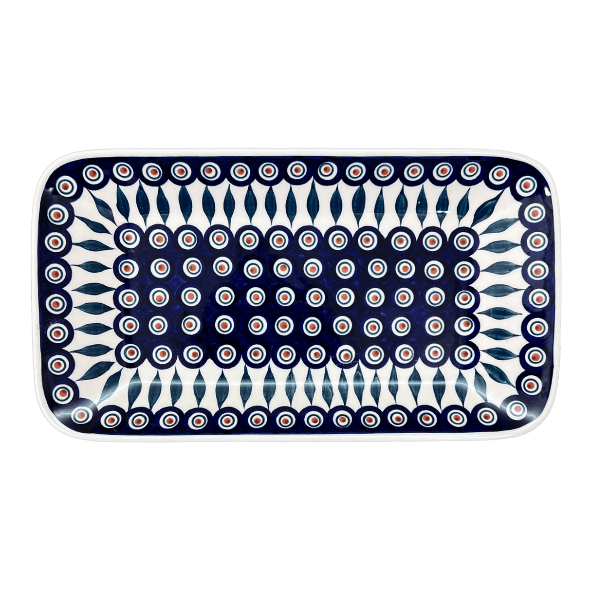 Platter, Rectangular, 14" x 8" in "Peacock" by Manufaktura | P202T-54