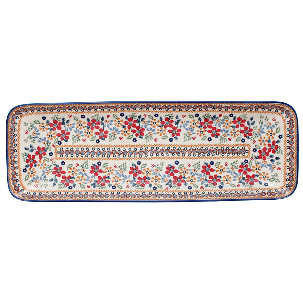 Platter, Rectangular, Long, 19.5" x 6.75" in "Ruby Duet" by Manufaktura | P204S-DPLC