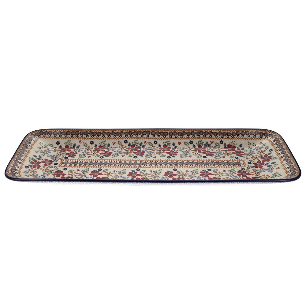 Platter, Rectangular, Long, 19.5" x 6.75" in "Ruby Duet" by Manufaktura | P204S-DPLC