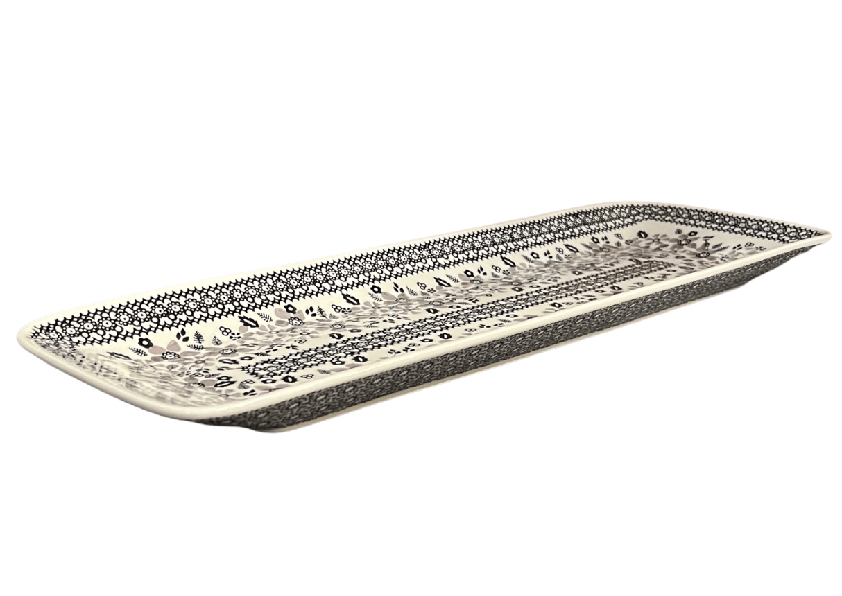 Platter, Rectangular, Long, 19.5" x 6.75" in "Duet in Black & Grey" by Manufaktura | P204S-DPSC
