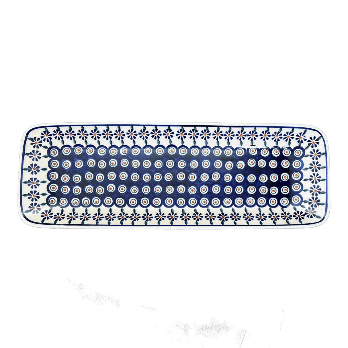 Platter, Rectangular, Long, 19.5" x 6.75" in "Floral Peacock" by Manufaktura | P204T-54KK