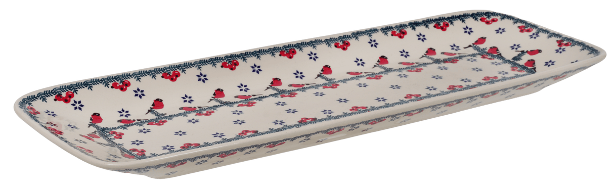 Platter, Rectangular, Long, 19.5" x 6.75" in "Red Bird" by Manufaktura | P204T-GILE