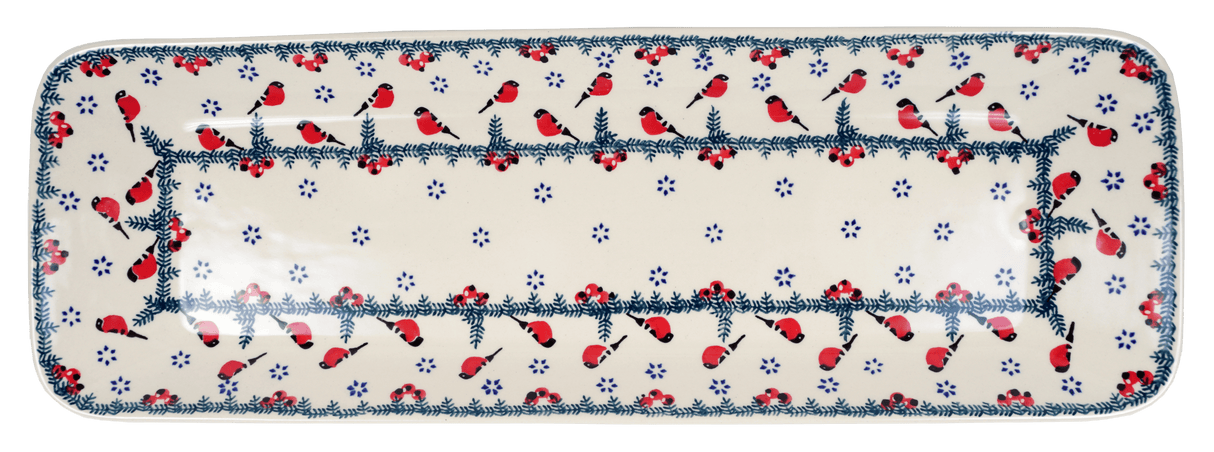 Platter, Rectangular, Long, 19.5" x 6.75" in "Red Bird" by Manufaktura | P204T-GILE