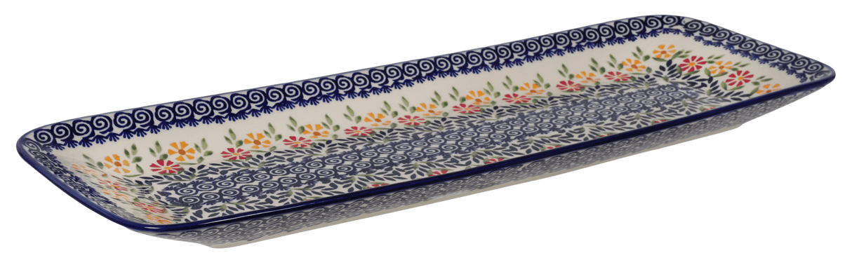 Platter, Rectangular, Long, 19.5" x 6.75" in "Flower Power" by Manufaktura | P204T-JS14