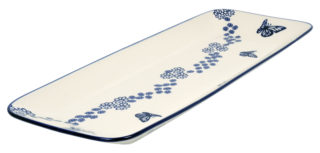 Platter, Rectangular, Long, 19.5" x 6.75" in "Butterfly Garden" by Manufaktura | P204T-MOT1