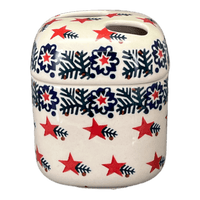 A picture of a Polish Pottery Toothbrush Holder (Evergreen Stars) | P213T-PZGG as shown at PolishPotteryOutlet.com/products/toothbrush-holder-evergreen-stars-p213t-pzgg