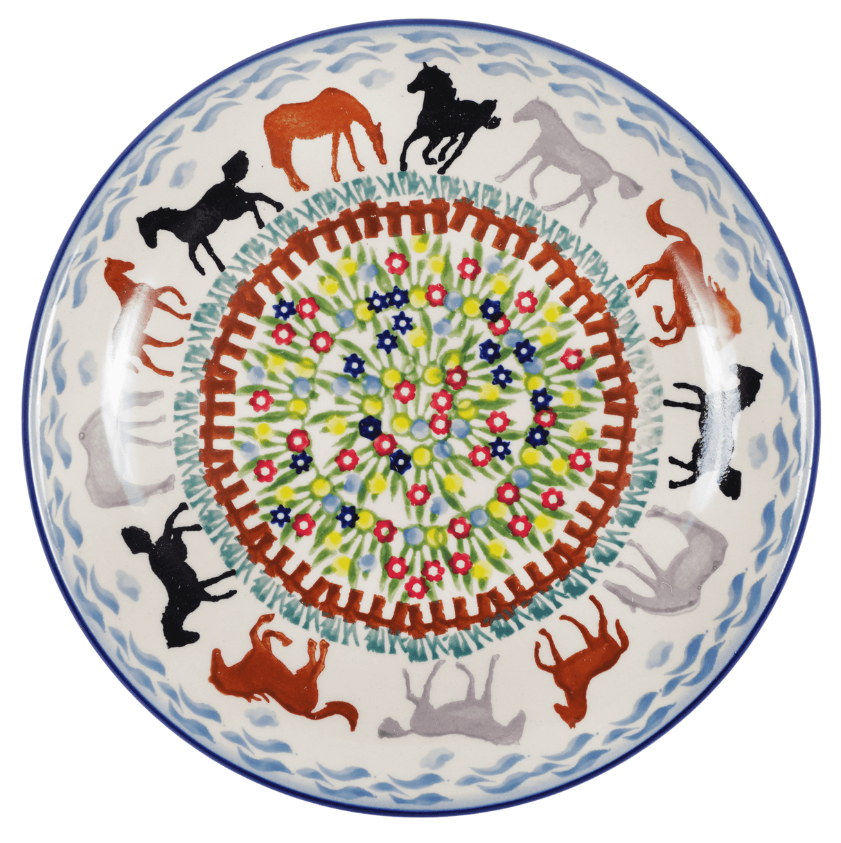 Plate, Round, Dessert, 7.25" in "Wild Horses" by Manufaktura | T131S-INK1