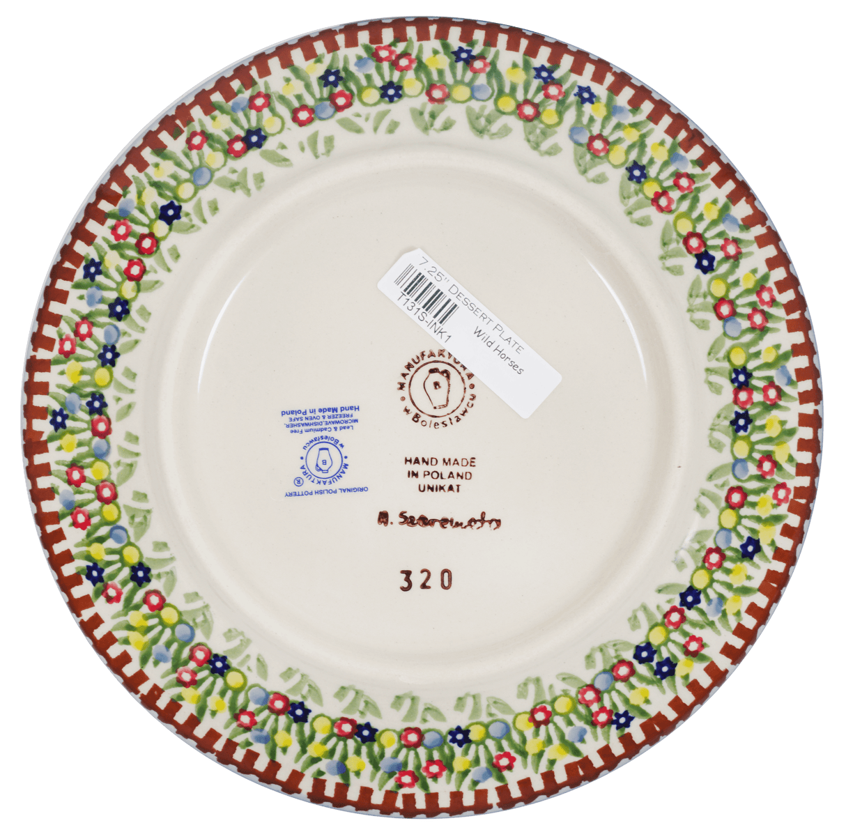 Plate, Round, Dessert, 7.25" in "Wild Horses" by Manufaktura | T131S-INK1