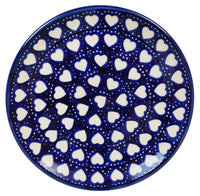 A picture of a Polish Pottery 7.25" Dessert Plate (Torrent of Hearts) | T131T-SEM as shown at PolishPotteryOutlet.com/products/725-dessert-plate-torrent-of-hearts