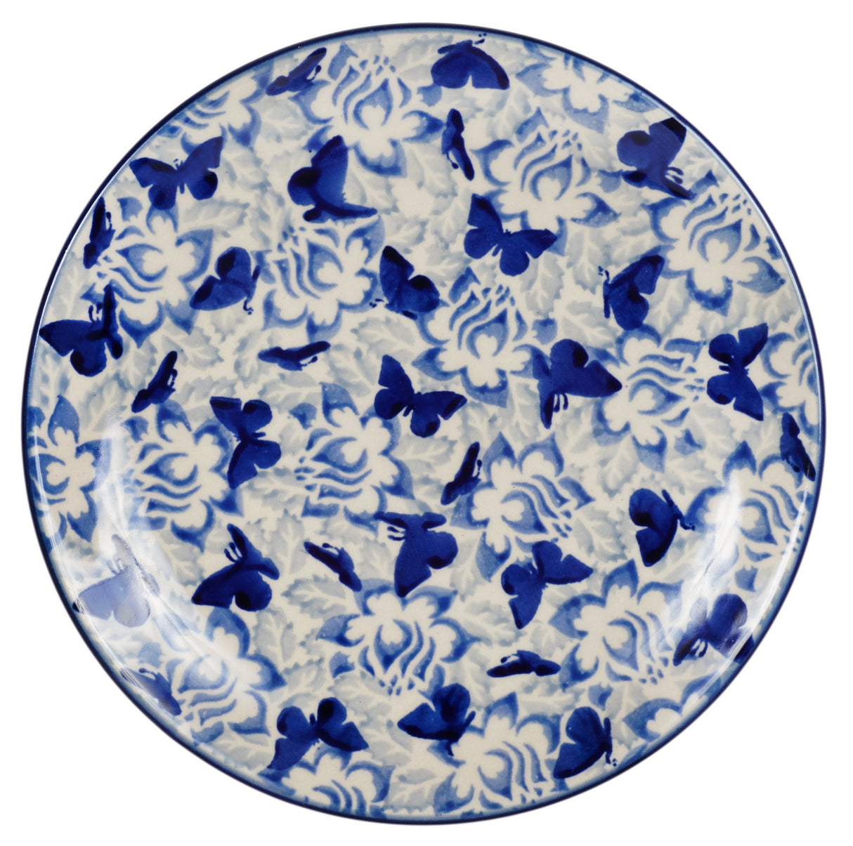 Plate, Round, Dessert, 7.25" in "Dusty Blue Butterflies" by Manufaktura | T131U-AS56