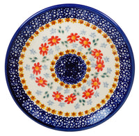 A picture of a Polish Pottery 7.25" Dessert Plate (Red Daisy Daze) | T131U-P227 as shown at PolishPotteryOutlet.com/products/725-dessert-plate-red-daisy-daze