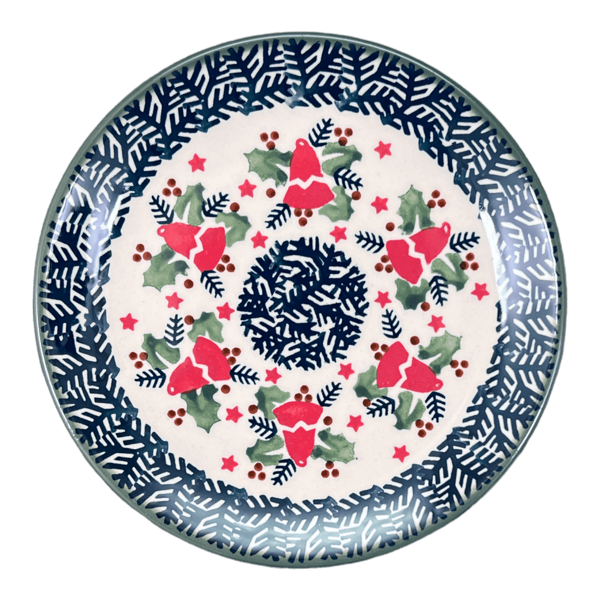Plate, Round, Dessert, 7.25" in "Evergreen Bells" by Manufaktura | T131U-PZDG