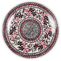 A picture of a Polish Pottery 10" Dinner Plate (Duet in Black & Red) | T132S-DPCC as shown at PolishPotteryOutlet.com/products/10-dinner-plate-duet-in-black-red