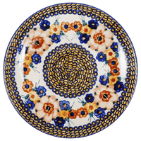 A picture of a Polish Pottery 10" Dinner Plate (Bouquet in a Basket) | T132S-JZK as shown at PolishPotteryOutlet.com/products/10-dinner-plate-bouquet-in-a-basket