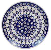 A picture of a Polish Pottery 10" Dinner Plate (Floral Peacock) | T132T-54KK as shown at PolishPotteryOutlet.com/products/10-dinner-plate-floral-peacock