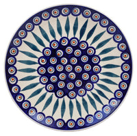 A picture of a Polish Pottery 10" Dinner Plate (Peacock) | T132T-54 as shown at PolishPotteryOutlet.com/products/10-dinner-plate-peacock