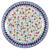 A picture of a Polish Pottery 10" Dinner Plate (Floral Swirl) | T132U-BL01 as shown at PolishPotteryOutlet.com/products/10-dinner-plate-floral-swirl